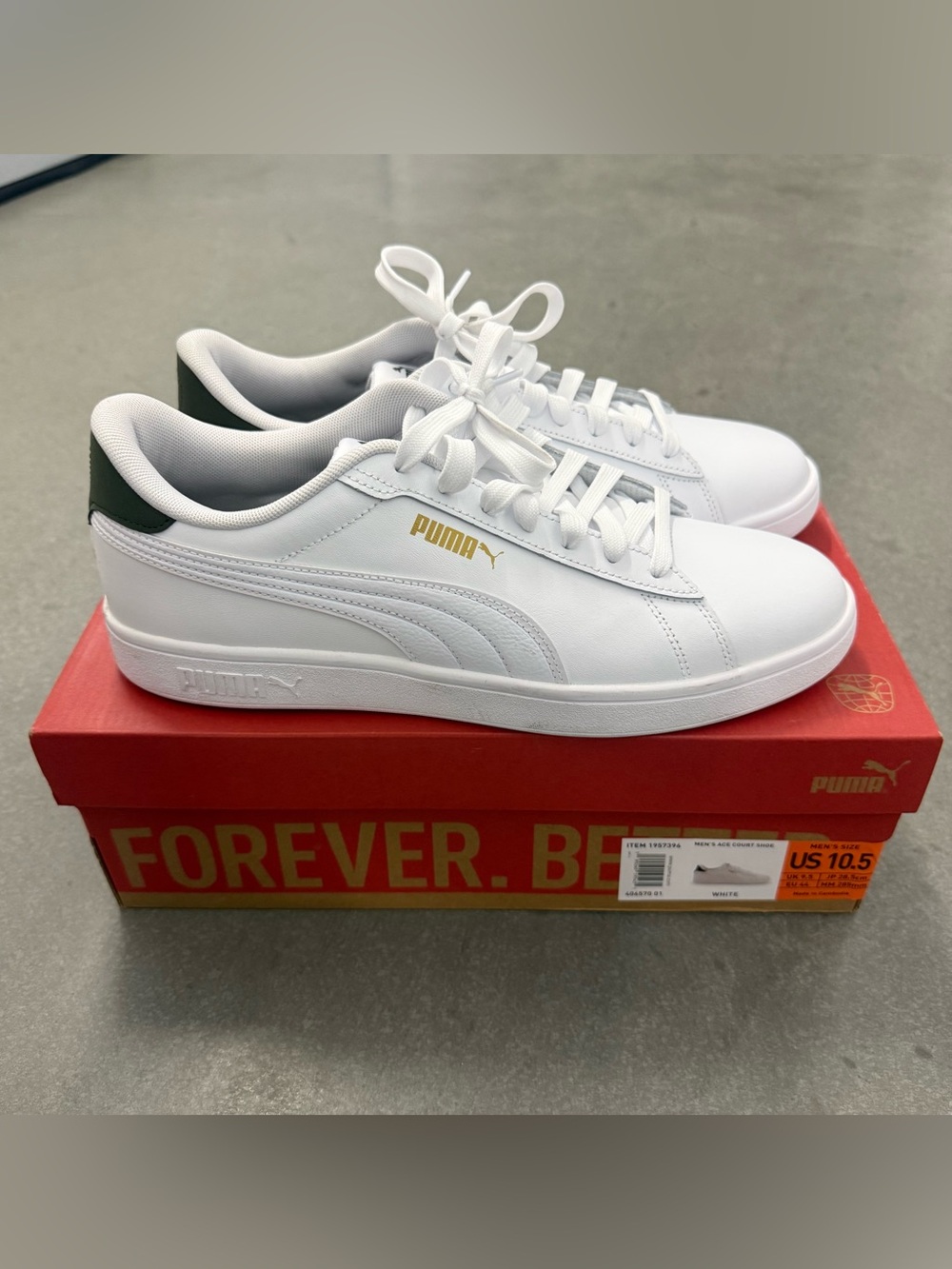 Puma Men’s Ace Court Sneakers Shoes, White, Size 10.5